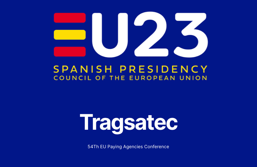 Diseño gráfico para la 54ª Conferencia de Agencias Pagadoras de la UE, organizada por Tragsatec durante la Presidencia española del Consejo de la Unión Europea