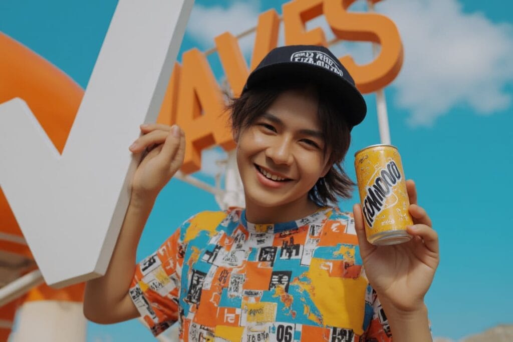 imagen ejemplo de marketing de influencers , promocionando un refresco.